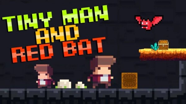 Tiny Man And Red Bat Adventure Puzzle Game
